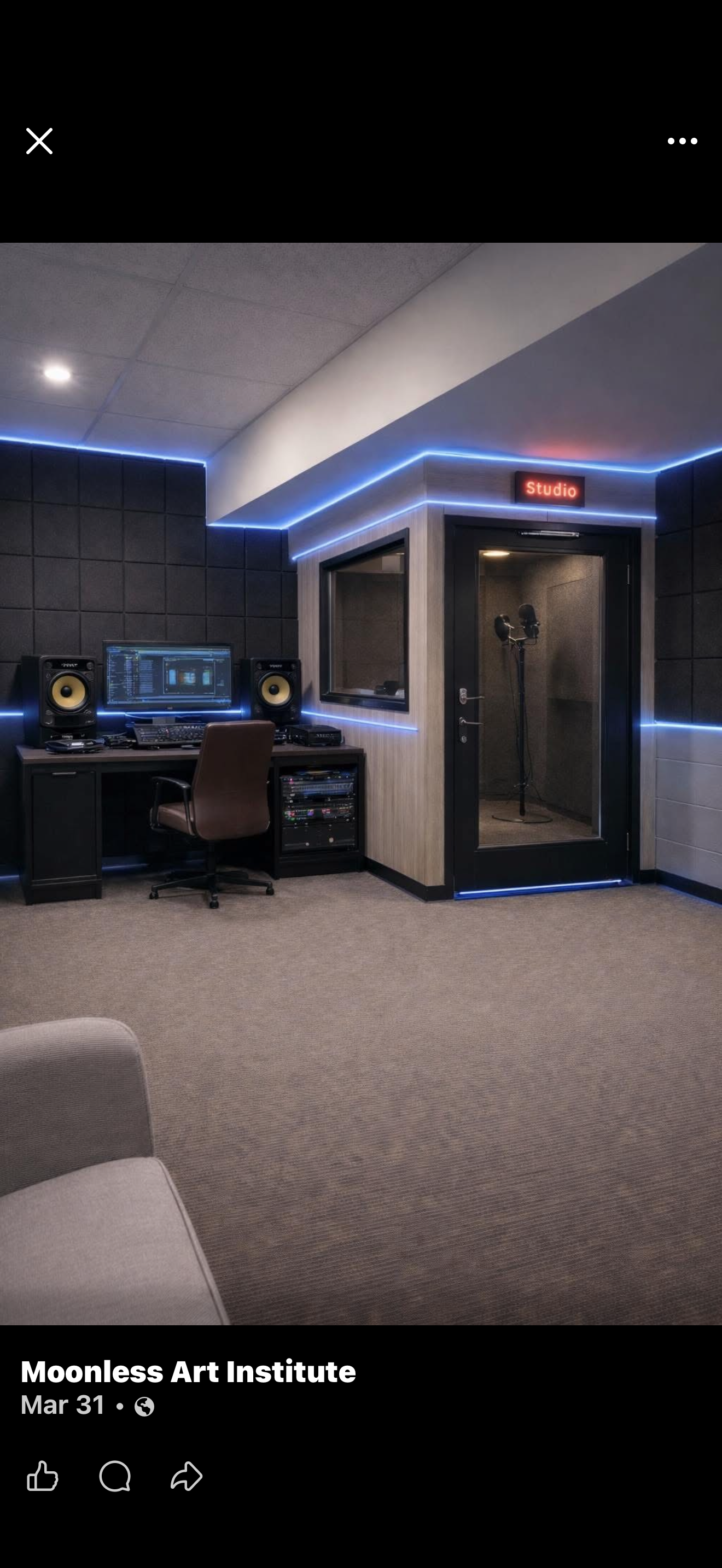 Music recording booth and voice-over studio rendering